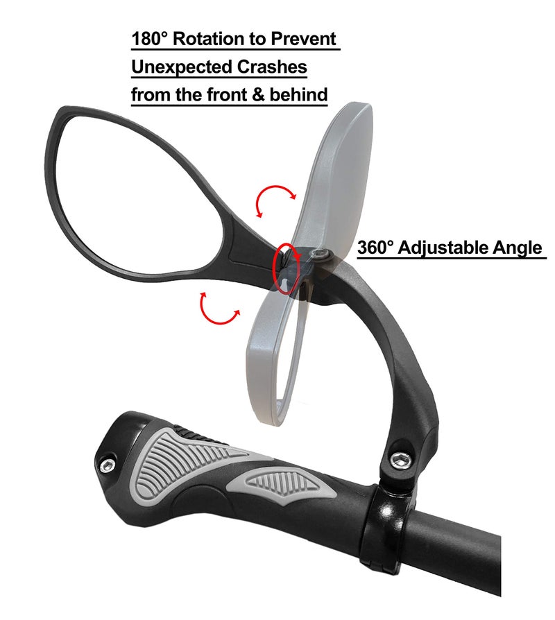 Hafny New Handlebar Bike Mirror, HD Blast-Resistant, Safe Crystal Clear Glass Mirror, Adjustable Rotatable, Rearview Mirror, Bicycle, HF-M902LS-FR01 - Image 3